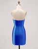 Load image into Gallery viewer, Red Satin Strapless Tight Short Homecoming Dress with Rhinestones