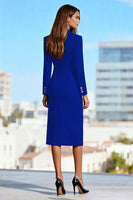 Load image into Gallery viewer, Black Peak Lapels Double Breasted Pencil Midi Blazer Dress