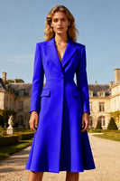 Load image into Gallery viewer, Khaki A Line Peak Lapel Midi Blazer Dress with Button