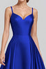 Load image into Gallery viewer, Black A Line Satin Spaghetti Straps Long Formal Dress