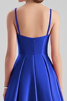 Load image into Gallery viewer, Black A Line Satin Spaghetti Straps Long Formal Dress