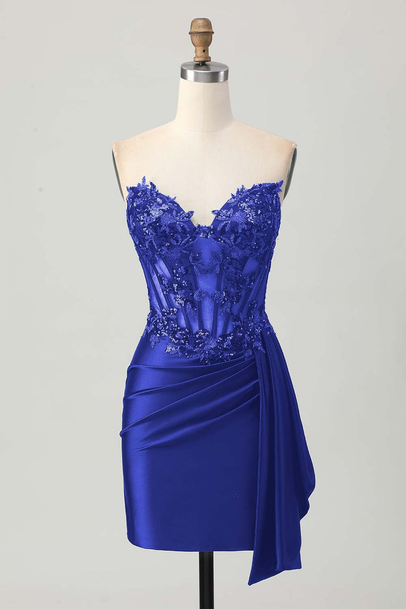 Load image into Gallery viewer, Sparkly Dark Green Sweetheart Short Corset Homecoming Dress