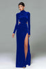 Load image into Gallery viewer, Plum Velvet High Neck Cut Out Long Holiday Party Dress with Slit