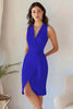 Load image into Gallery viewer, Queendancer Women Dusty Rose Tight Short Work Blazer Dress with Sash Satin Pencil V-Neck Sleeveless Cocktail Dress