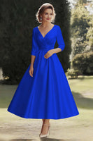 Load image into Gallery viewer, A Line Champagne Half Sleeves Long Mother of the Bride Dress