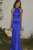 Load image into Gallery viewer, Dusty Rose Satin Halter Sheath Long Bridesmaid Dress
