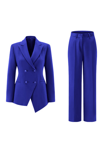 2 Piece Fuchsia Peak Lapel Double Breasted Women Prom Suits