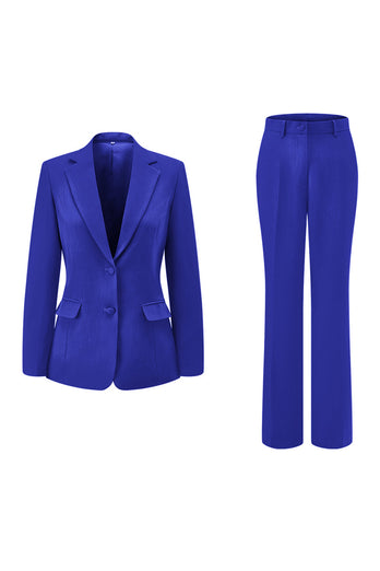 2 Piece Dark Fuchsia Satin Notched Lapel Women Prom Suits