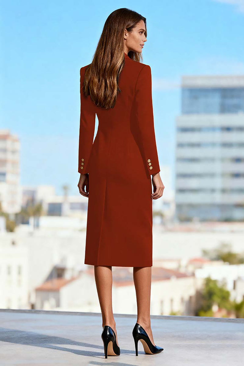 Load image into Gallery viewer, Black Peak Lapels Double Breasted Pencil Midi Blazer Dress