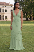 Load image into Gallery viewer, Butter Yellow V-Neck Floral Sheath Long Formal Dress