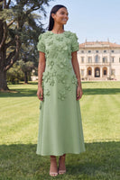 Load image into Gallery viewer, Butter Yellow Round Neck A Line Floral Maxi Formal Dress with Sleeves