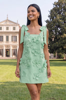 Load image into Gallery viewer, Lilac Thick Straps A Line Short Floral Homecoming Dress with Bows