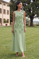 Load image into Gallery viewer, Hot Pink Round Neck A Line Floral Maxi Formal Dress