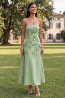 Load image into Gallery viewer, Yellow Strapless A Line Floral Maxi Formal Dress