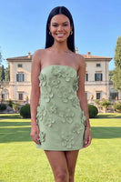 Load image into Gallery viewer, Hot Pink Floral Strapless Short Homecoming Dress