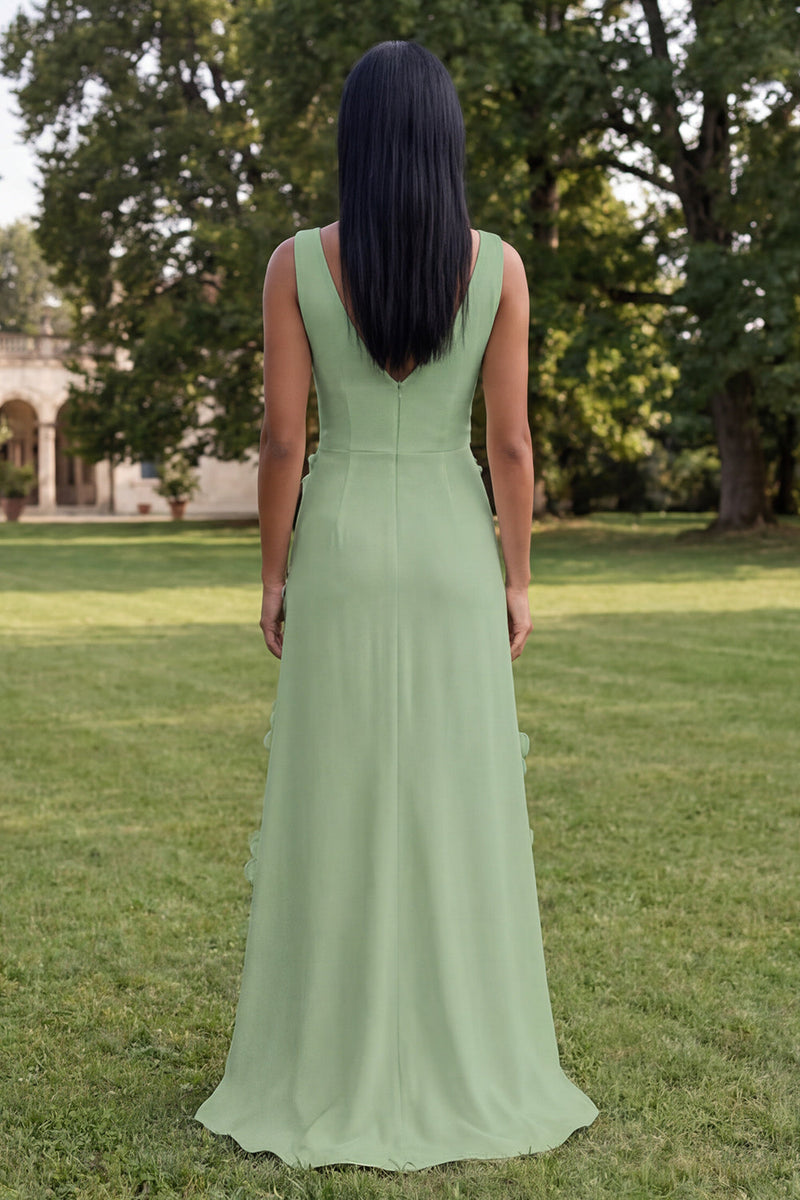 Load image into Gallery viewer, Butter Yellow V-Neck Floral Sheath Long Formal Dress