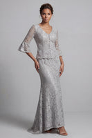 Load image into Gallery viewer, Champagne Mermaid Scoop Long Mother of the Bride Dress with Jacket
