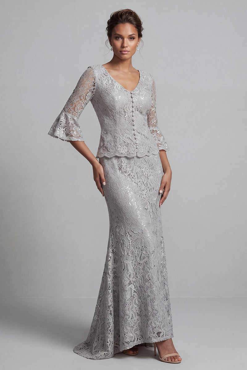 Load image into Gallery viewer, Champagne Mermaid Scoop Long Mother of the Bride Dress with Jacket