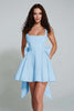 Load image into Gallery viewer, Plum A Line Square Neck Short Homecoming Dress with Bow
