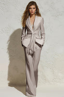 Load image into Gallery viewer, White 2 Piece Notched Lapel Ruched Business Suits with Sash
