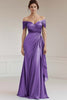 Load image into Gallery viewer, Peacock Sheath Satin Off the Shoulder Long Formal Dress