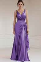 Load image into Gallery viewer, Peacock Sheath Satin Sleeveless Long Formal Dress
