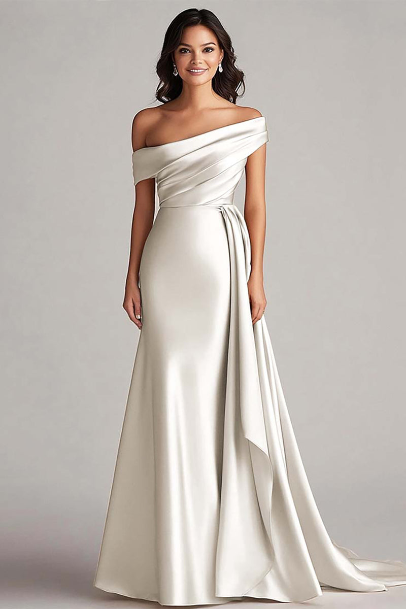 Load image into Gallery viewer, Off the Shoulder Desert Rose Long Formal Dress with Side Cape