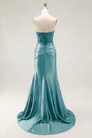 Load image into Gallery viewer, Sparkly Red Satin Mermaid Sweetheart Long Prom Dress with Sequins