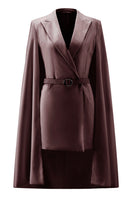 Load image into Gallery viewer, White Satin Peak Lapel Cape Short Work Blazer Dress