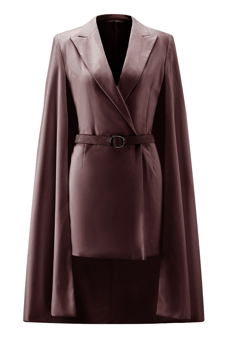 Load image into Gallery viewer, White Satin Peak Lapel Cape Short Work Blazer Dress