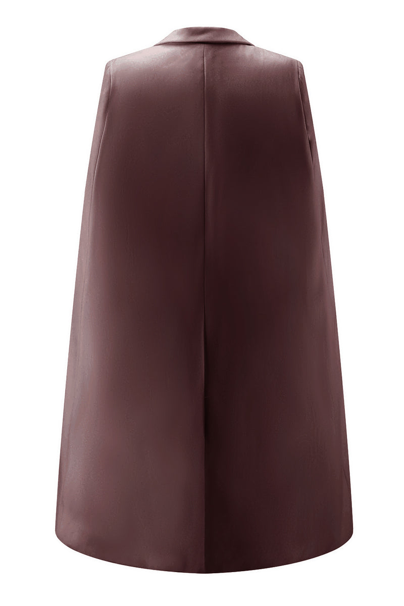 Load image into Gallery viewer, White Satin Peak Lapel Cape Short Work Blazer Dress