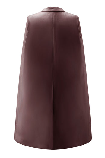 White Satin Bodycon Peak Lapel Short Work Blazer Dress with Cape
