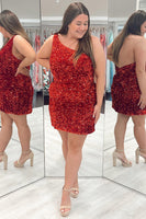 Load image into Gallery viewer, Glitter One-Shoulder Black Homecoming Dress With Sequins