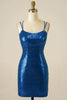 Load image into Gallery viewer, Sexy Halter Royal Blue Sequins Mesh Short Homecoming Dress