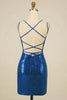 Load image into Gallery viewer, Sexy Halter Royal Blue Sequins Mesh Short Homecoming Dress