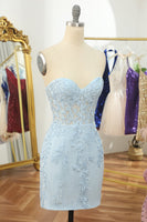 Load image into Gallery viewer, Pink Sweetheart Bodycon Corset Homecoming Dress with Appliques