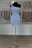 Load image into Gallery viewer, Sequins One-Shoulder Tight Beading Short Homecoming Dress