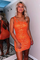 Load image into Gallery viewer, Sequins One-Shoulder Tight Beading Short Homecoming Dress