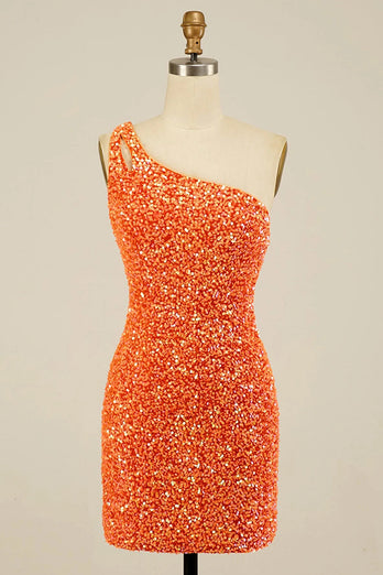 Sequins One-Shoulder Tight Beading Short Homecoming Dress