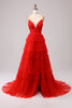 Load image into Gallery viewer, A Line Spaghetti Straps Navy Long Prom Dress with Ruffles