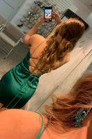 Load image into Gallery viewer, V-neck Sexy Halter Fuchsia Homecoming Dress