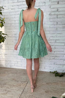 Load image into Gallery viewer, Green A-Line Spaghetti Straps Homecoming Dress with Appliques