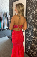 Load image into Gallery viewer, Sparkly Dark Green Sequins Mermaid Long Prom Dress