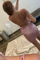 Load image into Gallery viewer, Sparkly Purple Bodycon Short Homecoming Dress with Sequins