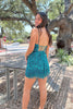 Load image into Gallery viewer, Sparkly White Bodycon Beaded Short Homecoming Dress with Fringes