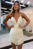 Load image into Gallery viewer, Sparkly White Bodycon Beaded Short Homecoming Dress with Fringes