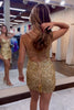 Load image into Gallery viewer, Sparkly Sequined Lace-Up Back Tight Short Homecoming Dress