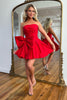 Load image into Gallery viewer, Red A Line Strapless Short Prom Dress With Bowknot