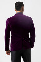 Load image into Gallery viewer, Dark Purple Peak Lapel One Button Prom Blazer
