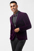 Load image into Gallery viewer, Dark Purple Peak Lapel One Button Prom Blazer